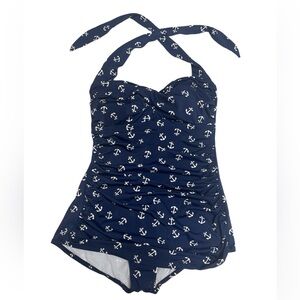 Used for photoshooots size-L retro style swim suit one piece anchors sailor